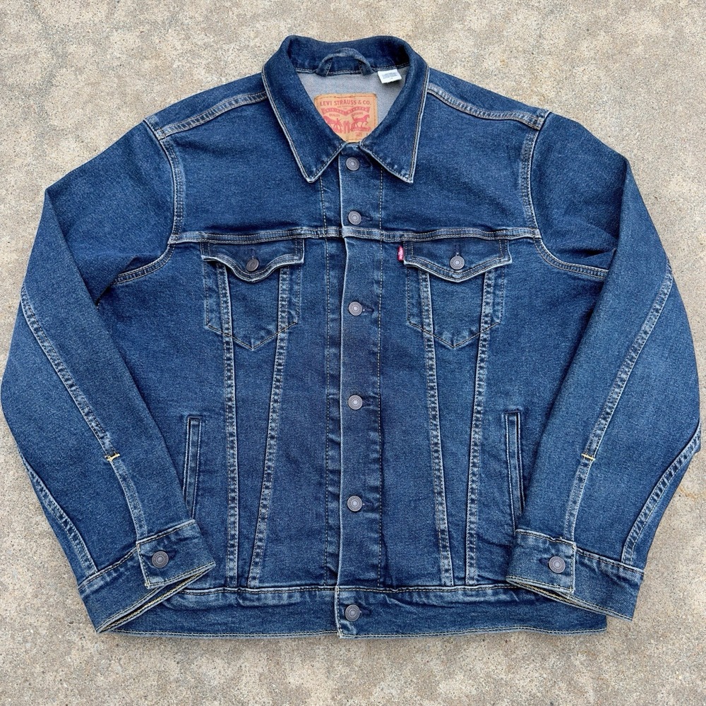 Levi's Trucker Jacket Mens Size Large Blue Denim Jean Medium Wash Western Cowboy